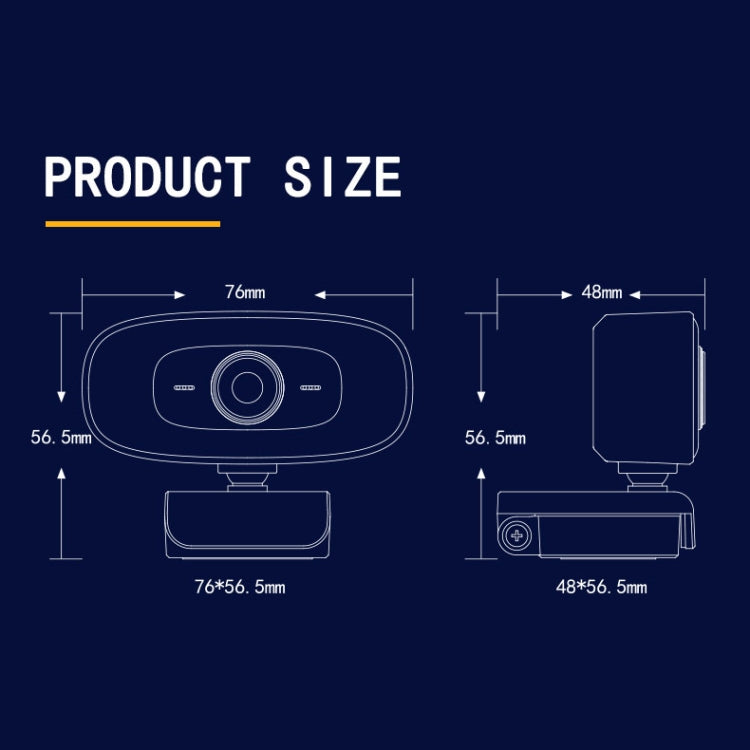C10 2K HD senza distorsione, rotazione di 360 gradi, luce di riempimento a tre velocità, unità USB gratuita, webcam, microfono integrato per un suono più chiaro