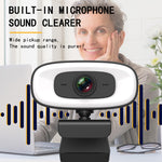 C10 2K HD senza distorsione, rotazione di 360 gradi, luce di riempimento a tre velocità, unità USB gratuita, webcam, microfono integrato per un suono più chiaro