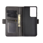 Per Samsung Galaxy S21 Ultra 5G Custodia in pelle a vibrazione orizzontale con fibbia magnetica a doppio lato con supporto e slot per schede e portafoglio, For Samsung Galaxy S21 Ultra 5G