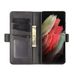 Per Samsung Galaxy S21 Ultra 5G Custodia in pelle a vibrazione orizzontale con fibbia magnetica a doppio lato con supporto e slot per schede e portafoglio, For Samsung Galaxy S21 Ultra 5G