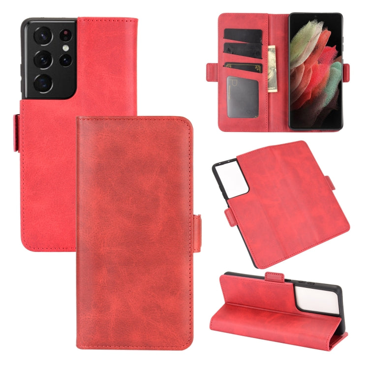 Per Samsung Galaxy S21 Ultra 5G Custodia in pelle a vibrazione orizzontale con fibbia magnetica a doppio lato con supporto e slot per schede e portafoglio, For Samsung Galaxy S21 Ultra 5G