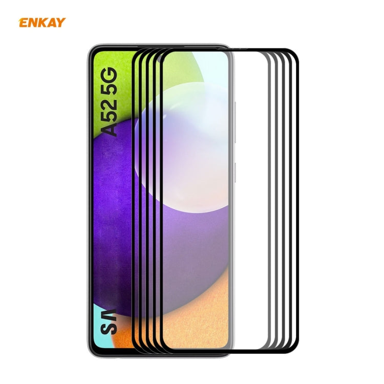5 PZ ENKAY Hat-Prince Full Glue 0.26mm 9H 2.5D Pellicola a copertura totale in vetro temperato, For Samsung Galaxy A32 5G, For Samsung Galaxy A52 5G, For Samsung Galaxy A72 5G