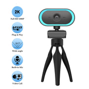 C11 Qualità dell'immagine 2K HD senza distorsioni Rotazione di 360 gradi Microfono integrato Suono nitido Webcam con treppiede