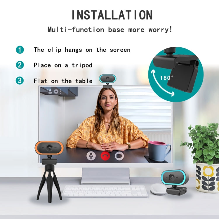 C11 Qualità dell'immagine 2K HD senza distorsioni Rotazione di 360 gradi Microfono integrato Suono nitido Webcam con treppiede