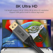Cavo DisplayPort DisplayPort 1.4 8K HDR 60Hz 32,4 Gbps per video/PC/laptop/TV, lunghezza cavo: 1 m, 1m