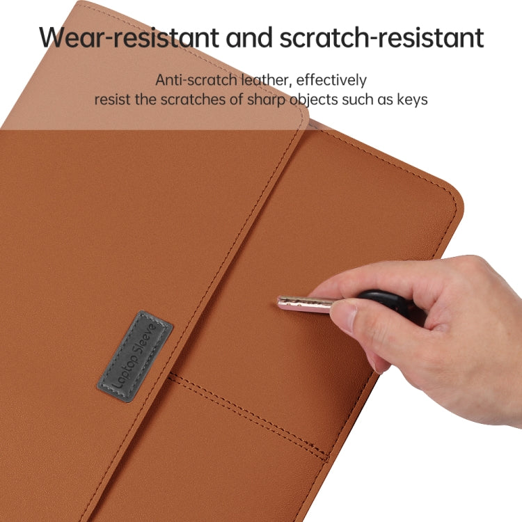 Litchi Pattern PU Leather Waterproof Ultra-sottile Protection Liner Bag Valigetta Borsa da trasporto per laptop per laptop da 13-14 pollici, For 13-14 inch