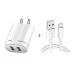 Caricatore da viaggio doppio USB con cavo tipo C 1 metro