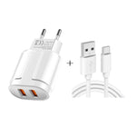 Caricatore da viaggio doppio USB con cavo tipo C 1 metro