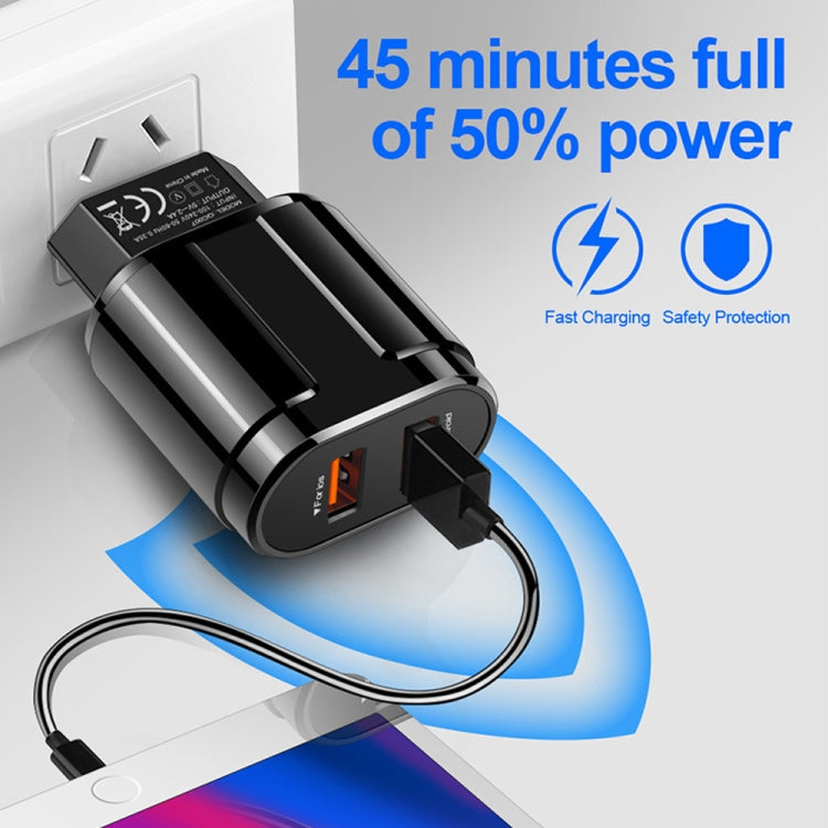 Caricatore da viaggio doppio USB con cavo tipo C 1 metro