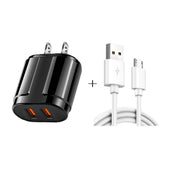 Caricatore da viaggio portatile Dual USB + cavo dati da USB a micro USB da 1 metro, spina americana