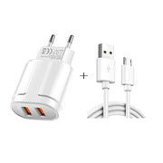 Caricatore da viaggio portatile doppio USB + cavo dati da USB a micro USB da 1 metro, spina europea