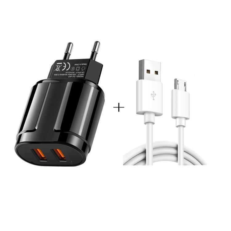 Caricatore da viaggio doppio USB con cavo micro USB 1 metro