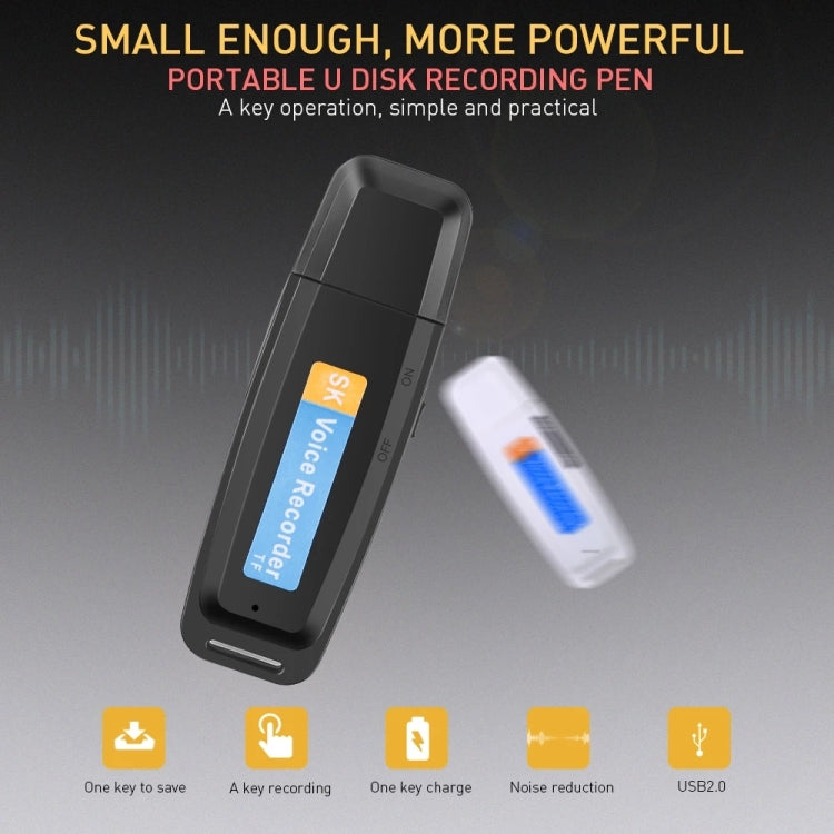 Registratore Vocale Digitale USB Portatile 32GB Ricaricabile