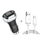 YSY-312 2 in 1 18W Caricatore per auto portatile QC3.0 Dual USB + set di cavi dati da USB a Micro USB da 1 m 3 A, with Micro USB Cable