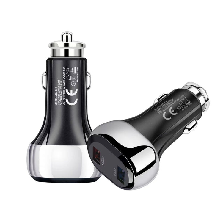 YSY-312 2 in 1 18W Caricatore per auto portatile QC3.0 Dual USB + set di cavi dati da USB a Micro USB da 1 m 3 A, with Micro USB Cable