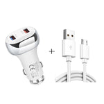 YSY-312 2 in 1 18W Caricatore per auto portatile QC3.0 Dual USB + set di cavi dati da USB a Micro USB da 1 m 3 A, with Micro USB Cable