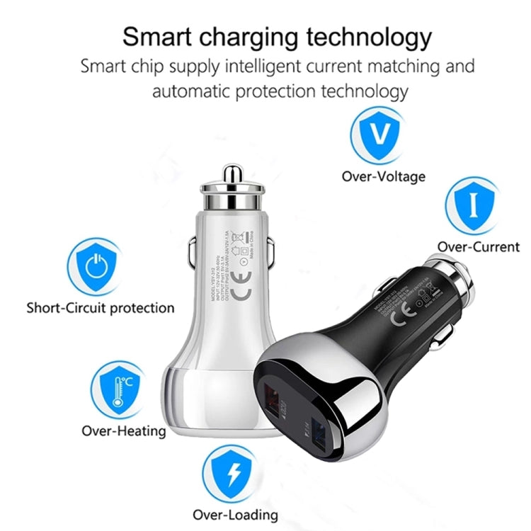 YSY-312 2 in 1 18W Caricatore per auto portatile QC3.0 Dual USB + set di cavi dati da USB a Micro USB da 1 m 3 A, with Micro USB Cable