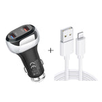 YSY-312 2 in 1 18W Caricatore per auto portatile QC3.0 doppio USB + set di cavi dati da 1 m 3A USB a 8 pin, with 8 Pin Cable