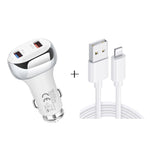 YSY-312 2 in 1 18W Caricatore per auto portatile QC3.0 doppio USB + set di cavi dati da 1 m 3A USB a 8 pin, with 8 Pin Cable