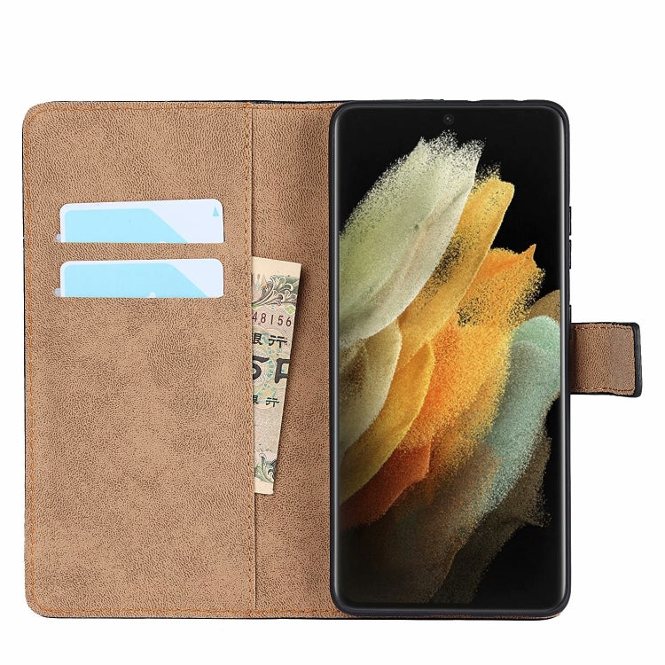 Custodia a libro orizzontale in pelle di vacchetta tinta unita con chiusura magnetica, supporto, slot per carte e portafoglio, For Samsung Galaxy S21 Ultra 5G, For Samsung Galaxy S21 Plus 5G, For Samsung Galaxy S21 5G, For Samsung Galaxy A52 5G        ...