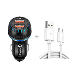 YSY-349 QC3.0 Caricabatteria da auto con doppia porta USB + cavo dati da USB a micro USB da 1 m 3 A, with Micro USB Cable