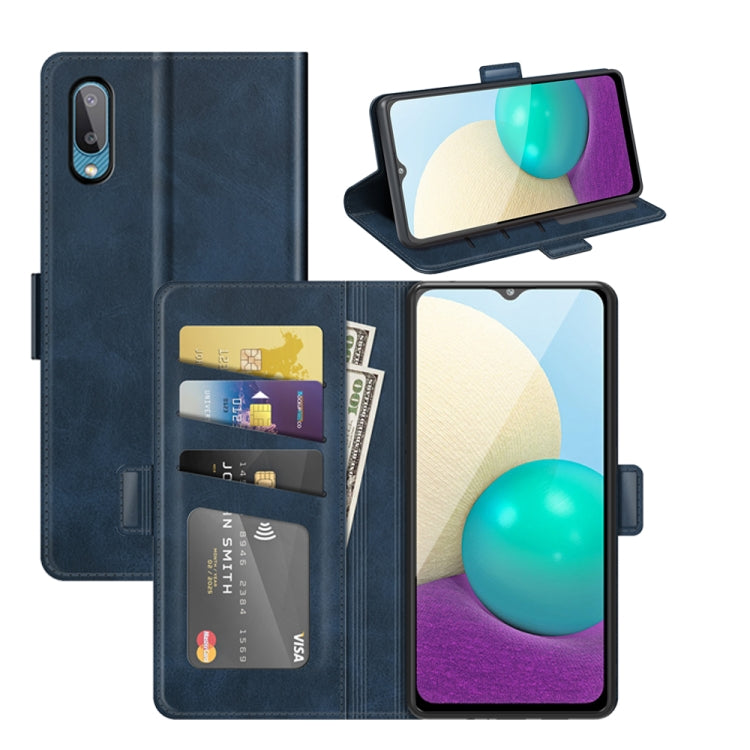 Per Samsung Galaxy A02 / M02 Custodia in pelle a vibrazione orizzontale con fibbia magnetica a doppio lato con supporto e slot per schede e portafoglio