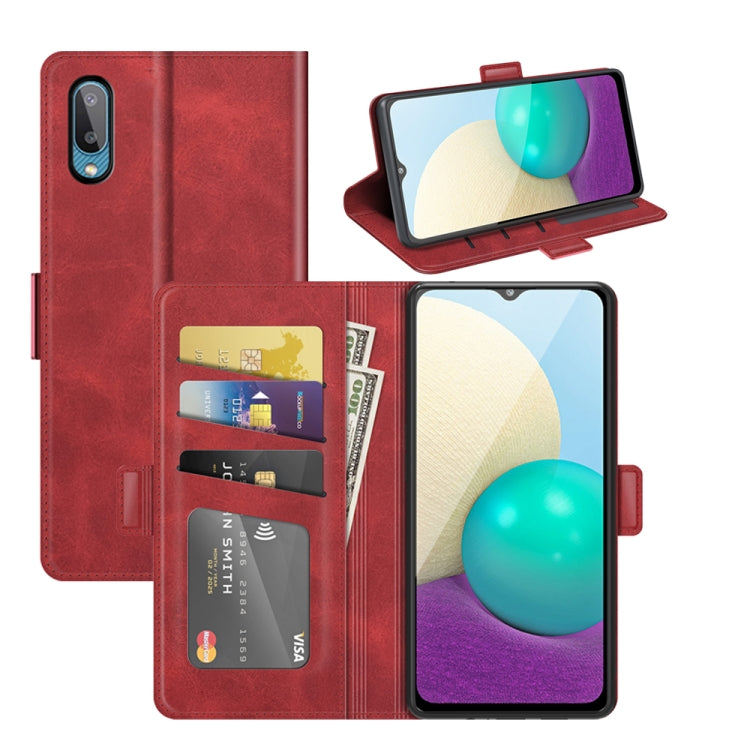 Per Samsung Galaxy A02 / M02 Custodia in pelle a vibrazione orizzontale con fibbia magnetica a doppio lato con supporto e slot per schede e portafoglio