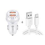 Caricabatteria da auto USB a doppia porta YSY-349 QC3.0 + cavo dati da USB a USB-C / Type-C da 3 A, lunghezza: 1 m, with USB-C / Type-C Cable