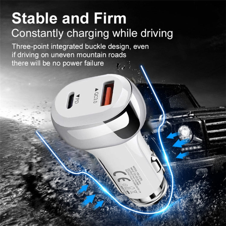YSY-312PD PD 20W USB-C / Type-C + QC3.0 Interfaccia USB 18W 38W Caricatore per auto ad alta potenza, PD 20W