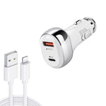 YSY-312PD QC3.0 18W USB + PD 20W Caricabatteria da auto USB-C / Type-C con cavo dati da USB a 8 pin, PD 20W with 8 Pin Cable