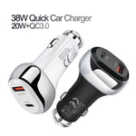 YSY-312PD QC3.0 18W USB + PD 20W Caricabatteria da auto USB-C / Type-C con cavo dati da USB a 8 pin, PD 20W with 8 Pin Cable