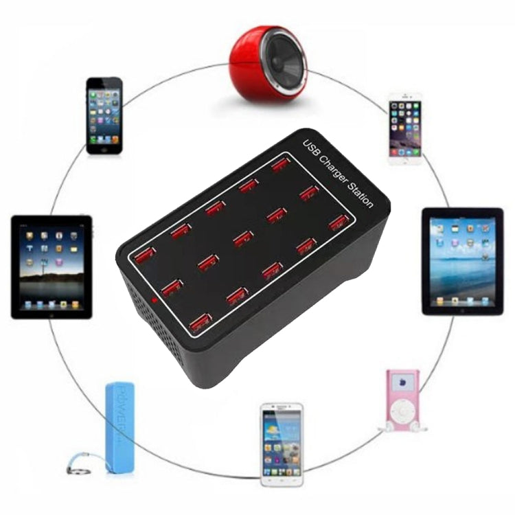 XLD-A7 100W 15 porte USB Stazione di ricarica rapida Caricabatterie intelligente, CA 100-240 V, 100W 15 USB Ports EU Plug, 100W 15 USB Ports US Plug, 100W 15 USB Ports AU Plug, 100W 15 USB Ports UK Plug