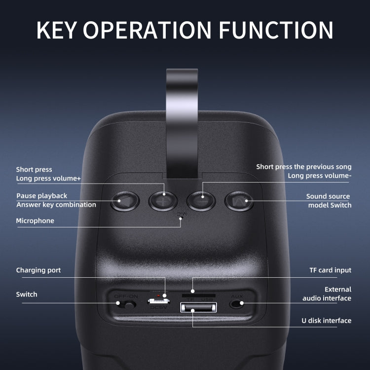 Altoparlante Bluetooth portatile cilindrico BT08 10W