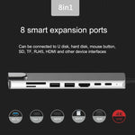 Adattatore hub USB-C Multi HD 8 in 1 in lega di alluminio Adattatore per lettore di schede SD PD e TF RJ45 per MacBook Pro Air