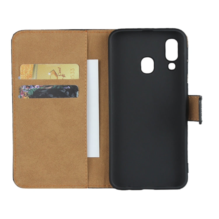 Fondina flip orizzontale in pelle per Samsung Galaxy A40 con chiusura magnetica e staffa e slot per schede e portafoglio, For Galaxy A40