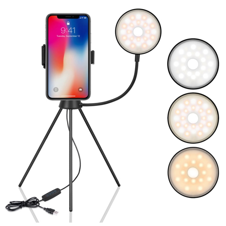 Lampada ad anello LED dimmerabile con treppiede