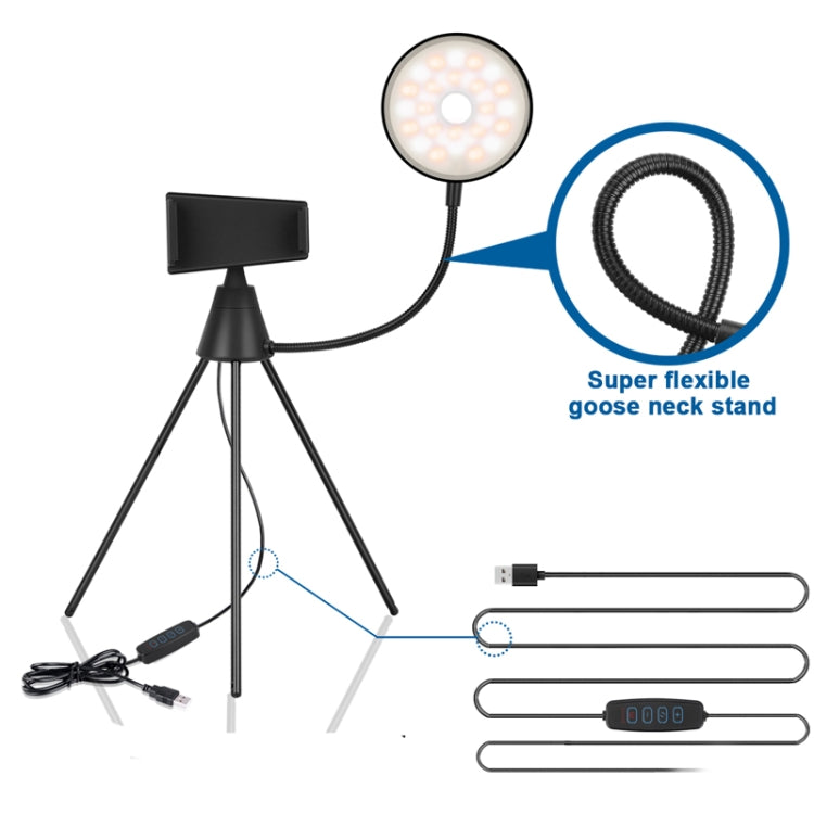 NS-08 Trucco Live Selfie Fill Ring Light Fotografia Lampada ad anello dimmerabile a LED con supporto per treppiede per telefono