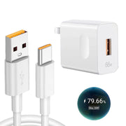 HW-66W Caricabatterie da viaggio a ricarica rapida USB da 66 W + cavo dati di ricarica flash da USB a tipo C, spina americana, US Plug(1m), US Plug(1.5m), US Plug(2m)