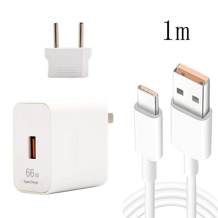 Caricabatterie da viaggio a ricarica rapida USB da 66 W con testina di conversione per spina europea + cavo dati di ricarica flash da USB a tipo C da 6 A, spina europea, EU Plug(1m), EU Plug(1.5m), EU Plug(2m)