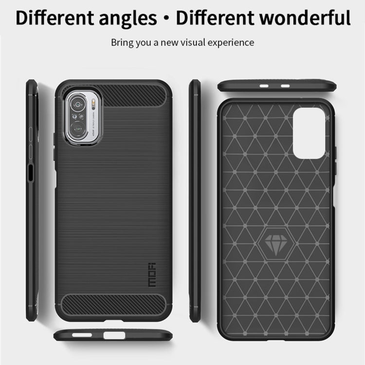 Custodia morbida in TPU in fibra di carbonio con trama spazzolata serie MOFI Gentleness, For Redmi K40 /K40 Pro /K40 Pro+/Poco F3, For Redmi Note 9s /Note 9 Pro /Note 9 Pro Max, For Xiaomi Redmi Note 10 / Note 10S, For Redmi Note 10 Pro / Note 10 Pro M...