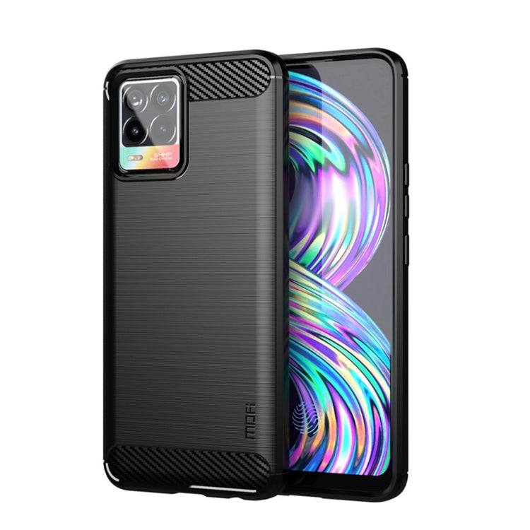 Per OPPO Realme 8/8 Pro MOFI Gentleness Series Custodia morbida in TPU in fibra di carbonio con texture spazzolata (nero), For OPPO Realme 8 / 8 Pro
