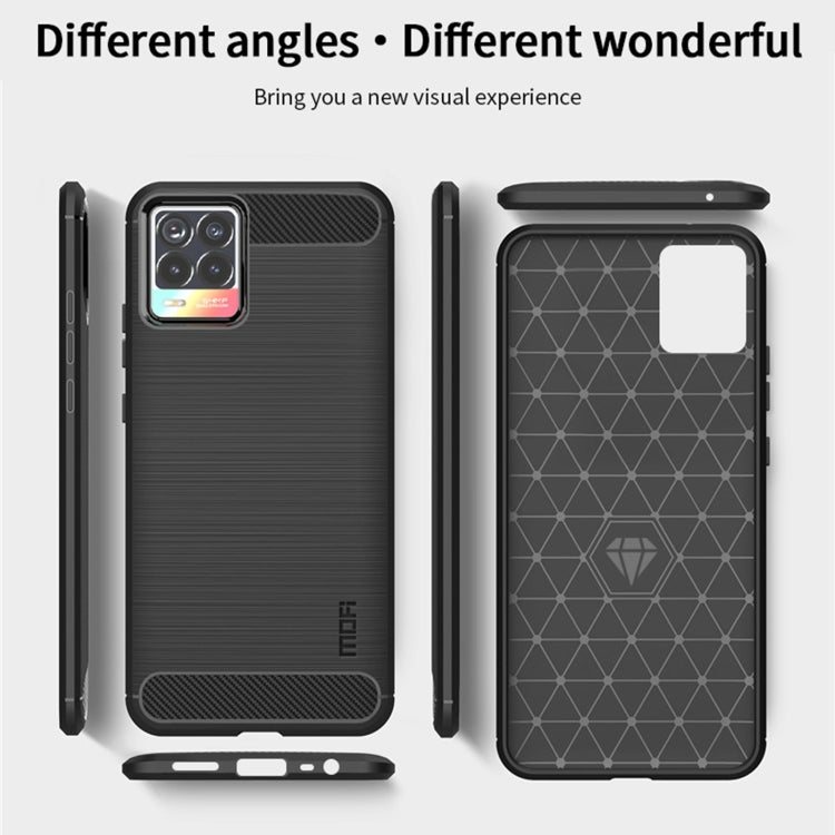 Per OPPO Realme 8/8 Pro MOFI Gentleness Series Custodia morbida in TPU in fibra di carbonio con texture spazzolata (nero), For OPPO Realme 8 / 8 Pro