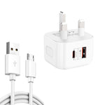 Caricabatteria da viaggio 20W PD3.0 + QC3.0 con cavo Micro USB