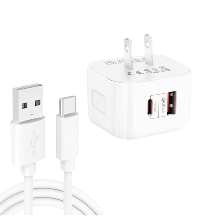 Caricabatterie da viaggio 20W PD3.0 + QC3.0 con cavo Type-C