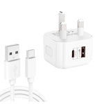 Caricabatterie da viaggio 20W PD3.0 + QC3.0 con cavo Type-C