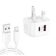 YSY-6087PD 20W PD3.0 + QC3.0 Caricabatterie da viaggio a doppia ricarica rapida con cavo dati da USB a tipo C, EU Plug, US Plug, UK Plug