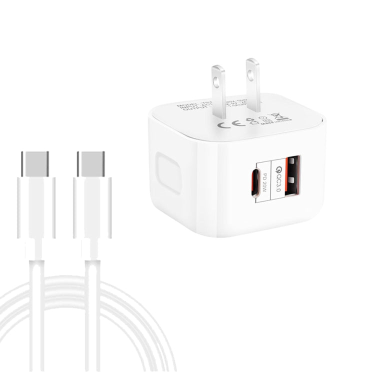 Caricabatterie da viaggio 20W PD3.0 + QC3.0 con cavo USB-C