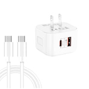 YSY-6087PD 20W PD3.0 + QC3.0 Caricabatterie da viaggio a doppia ricarica rapida con cavo dati da tipo C a tipo C, EU Plug, US Plug, UK Plug