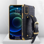 Custodia in pelle con motivo coccodrillo in TPU elettrolitico con cinturino da polso, For Samsung Galaxy A02, For Samsung  Galaxy A02s (EU Version), For Samsung Galaxy A12, For Samsung Galaxy A21S, For Samsung Galaxy A32 4G, For Samsung Galaxy S20 FE  ...