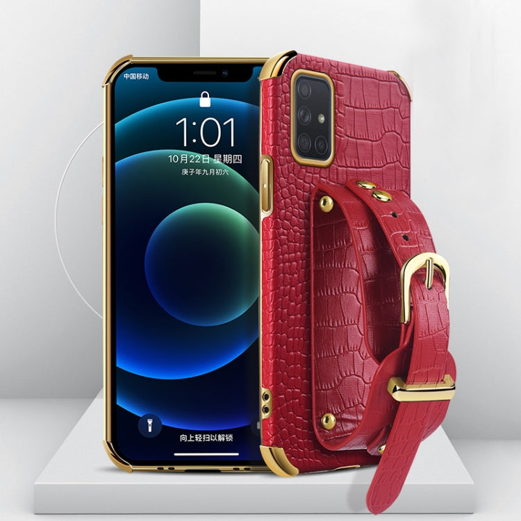 Custodia in pelle con motivo coccodrillo in TPU elettrolitico con cinturino da polso, For Samsung Galaxy A02, For Samsung  Galaxy A02s (EU Version), For Samsung Galaxy A12, For Samsung Galaxy A21S, For Samsung Galaxy A32 4G, For Samsung Galaxy S20 FE  ...